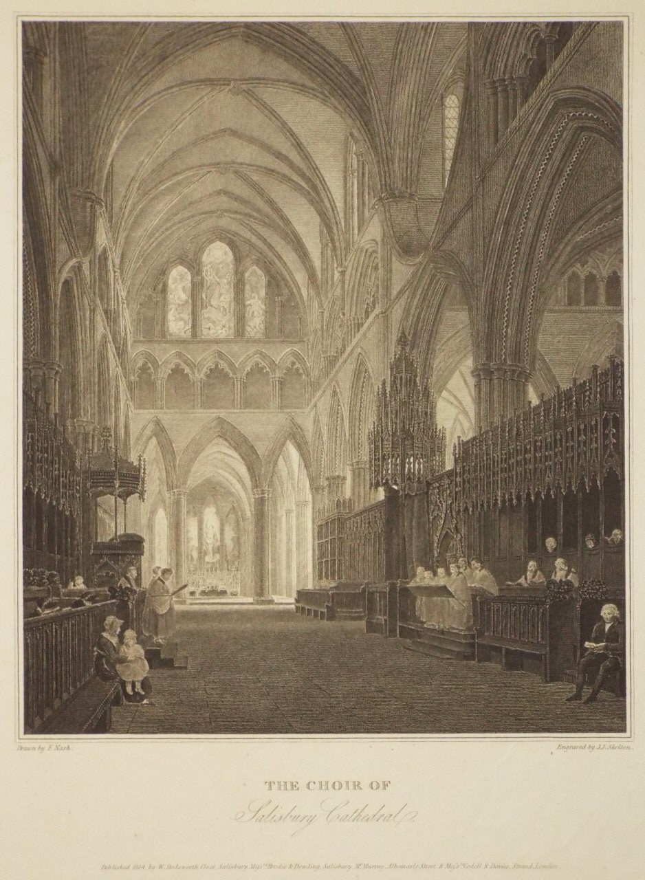 Print - The Choir of Salisbury Cathedral. - Skelton